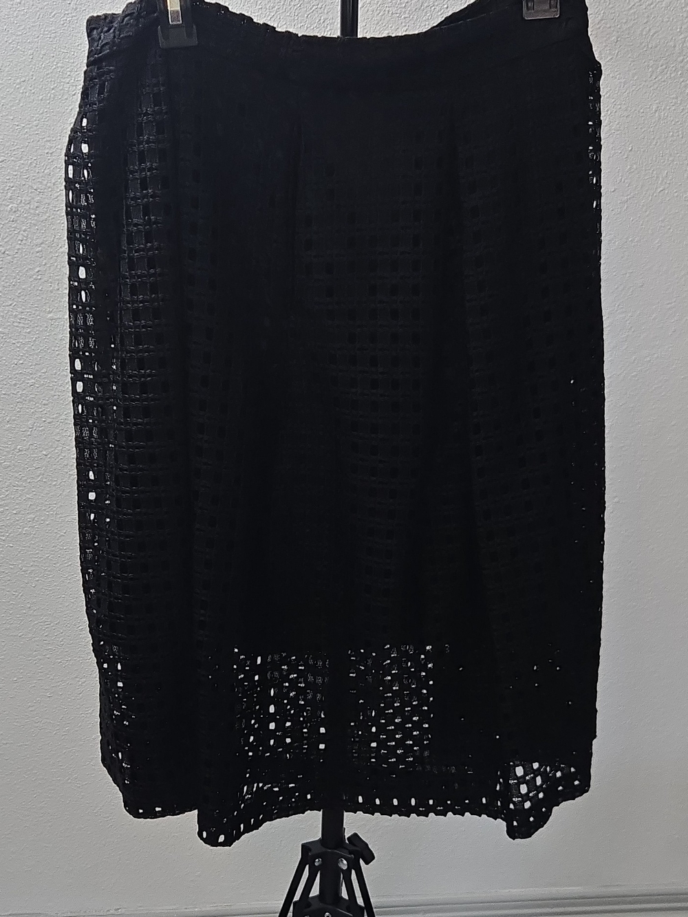New York & Company Black Crochet Midi Skirt